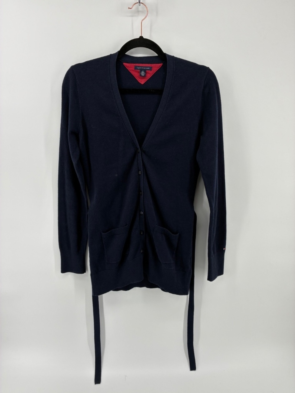Tommy Hilfiger 4% Cashmere Blend Button Up Cardigan Waist Tie - Picture 2 of 10